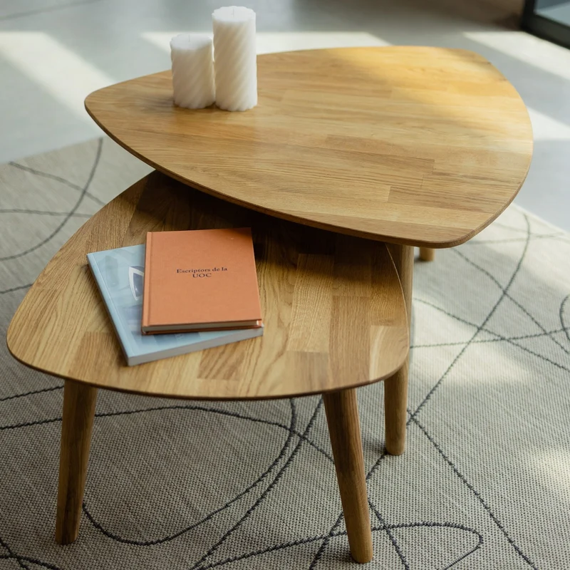Table basse gigogne en bois massif de chêne Escandi 2 - NordicStory
