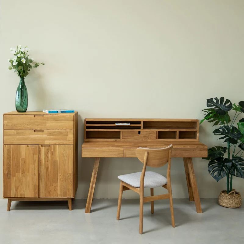 Bureau console en bois massif de chêne Einstein II - NordicStory