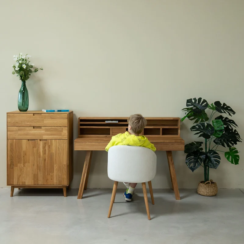 Bureau console en bois massif de chêne Einstein II - NordicStory