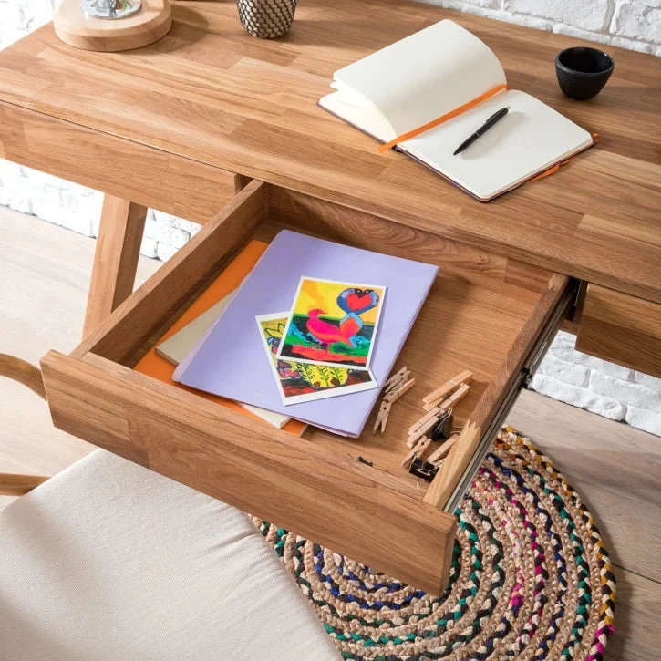 Bureau console en bois massif de chêne Einstein II - NordicStory