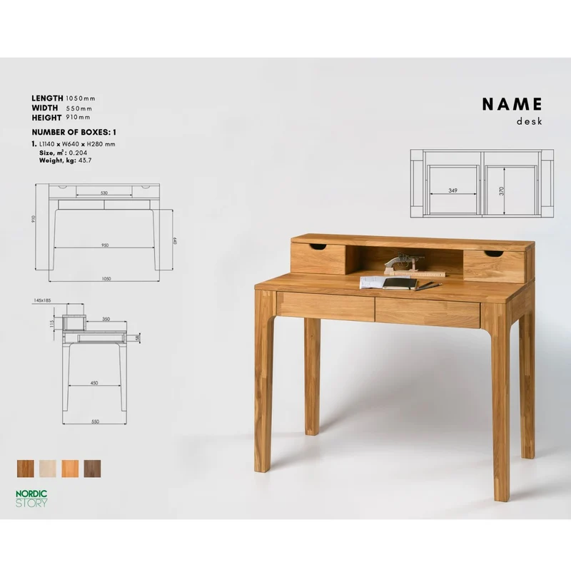 Bureau console en bois massif de chêne Royal - NordicStory