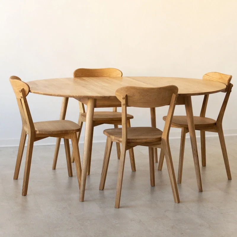 Table à manger ronde extensible en chêne massif Escandi 4 - NordicStory