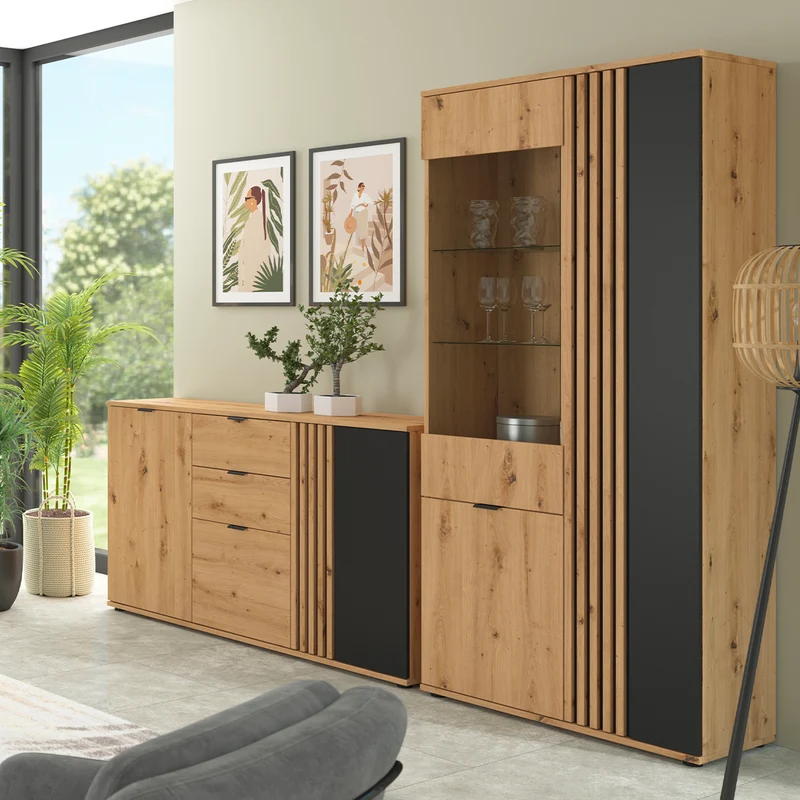 Vaisselier 3 portes Ezra Bois