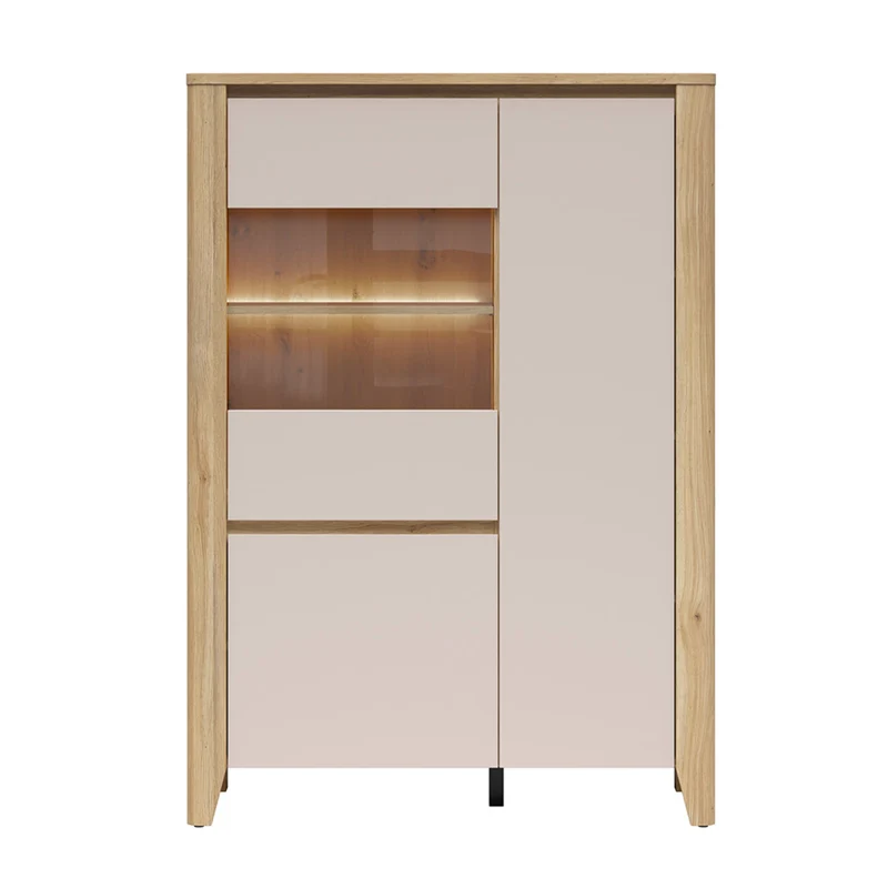 Vaisselier 3 portes LED inclus Samara Bois et Cachemire