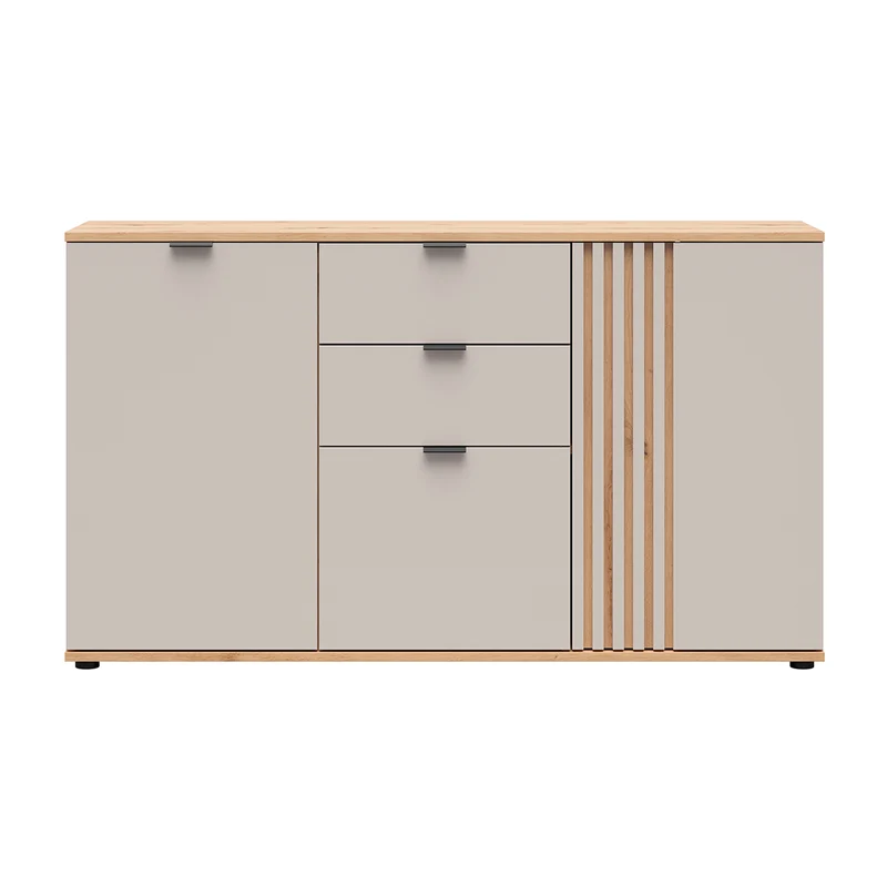Buffet 3 portes 2 tiroirs Ezra Cachemire et Bois