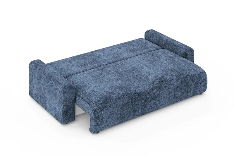 Canapé droit convertible OLI tissu chenille bleu Casanova Paris