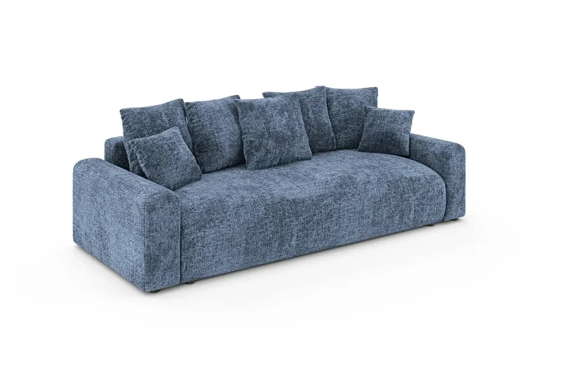 Canapé droit convertible OLI tissu chenille bleu Casanova Paris