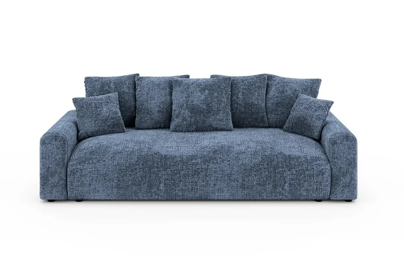 Canapé droit convertible OLI tissu chenille bleu Casanova Paris