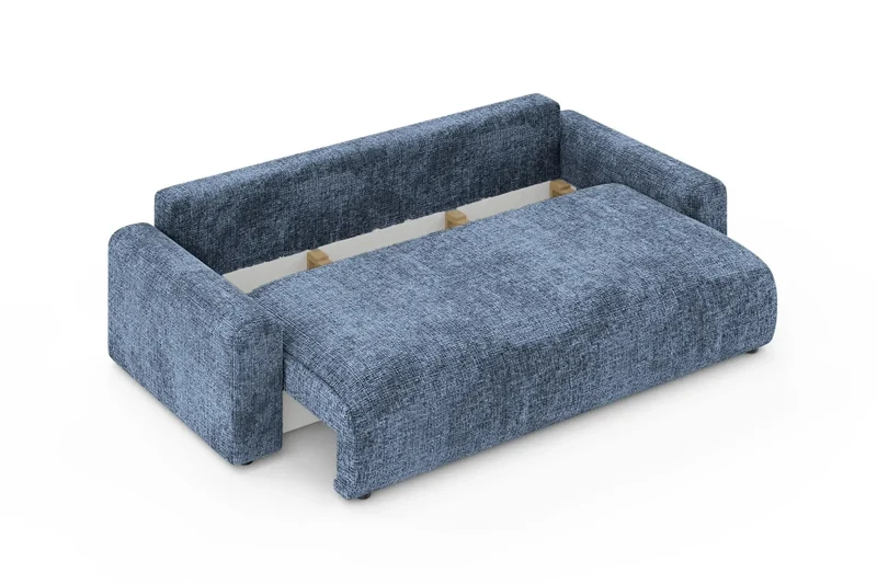 Canapé droit convertible OLI tissu chenille bleu Casanova Paris