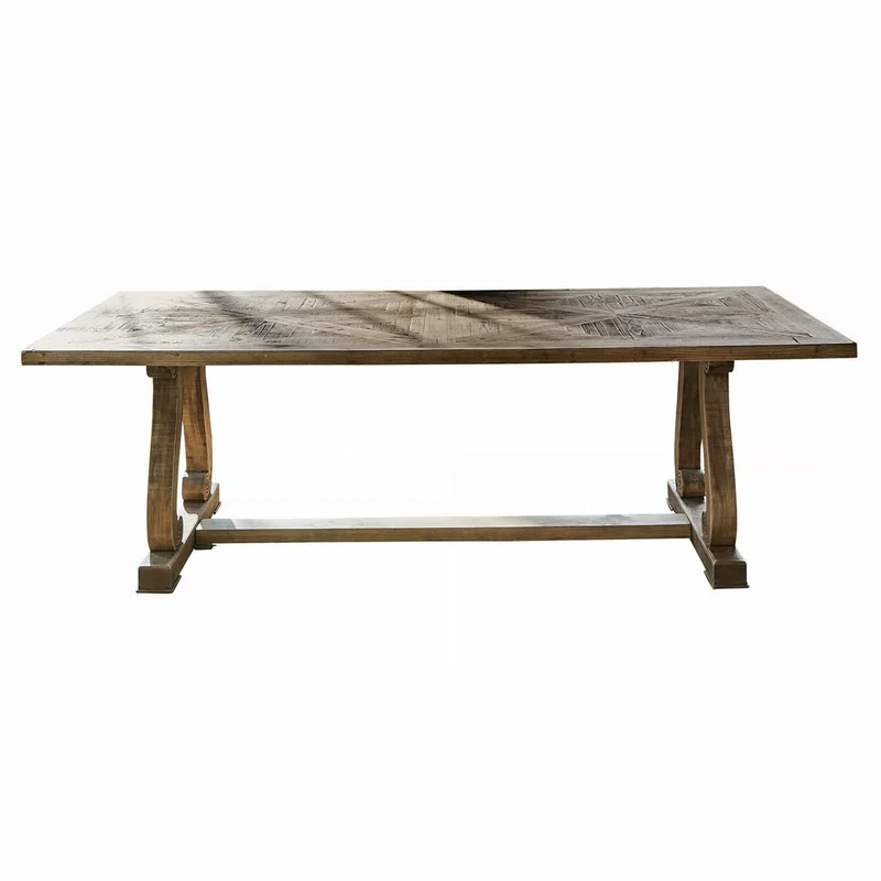 Table à manger LOBERON Campbelltown en bois de sapin revalorisé avec motif intarsia