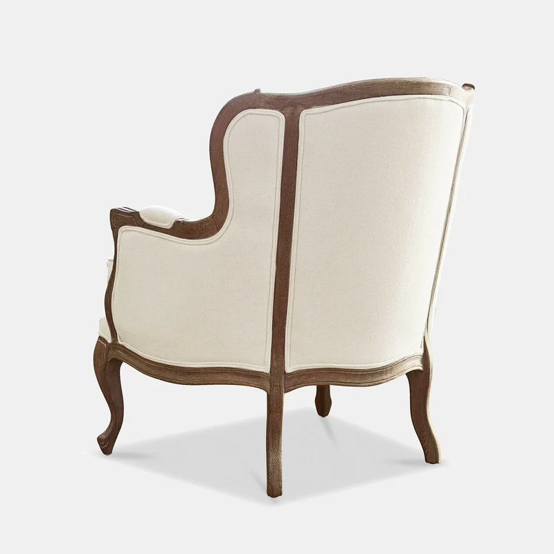 Fauteuil LOBERON Kingswinford en bois de chêne et tissu crème