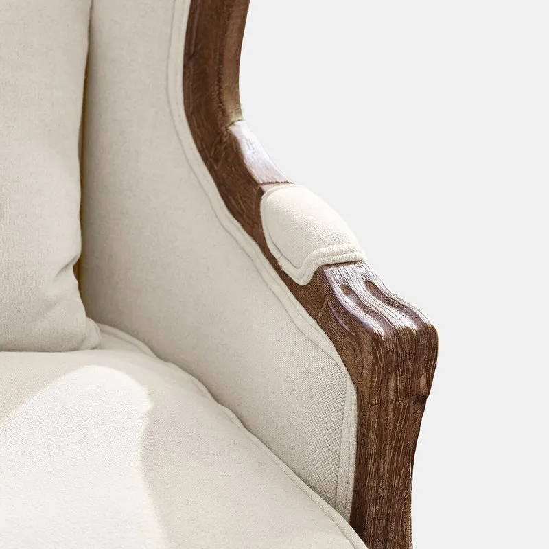 Fauteuil LOBERON Kingswinford en bois de chêne et tissu crème