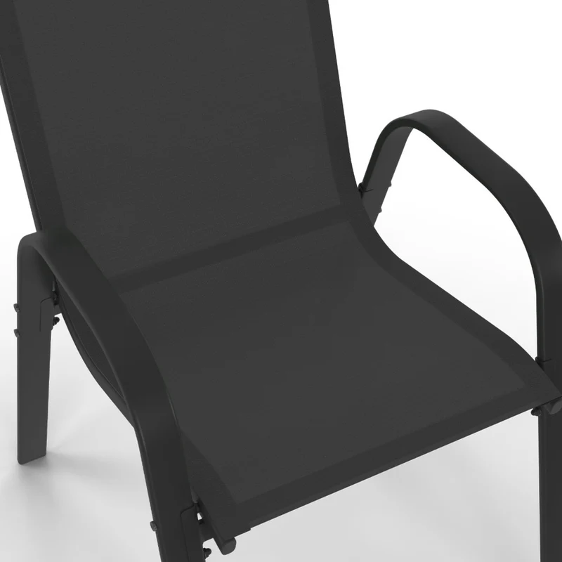 Lot de 6 chaises de jardin empilables textilène noire