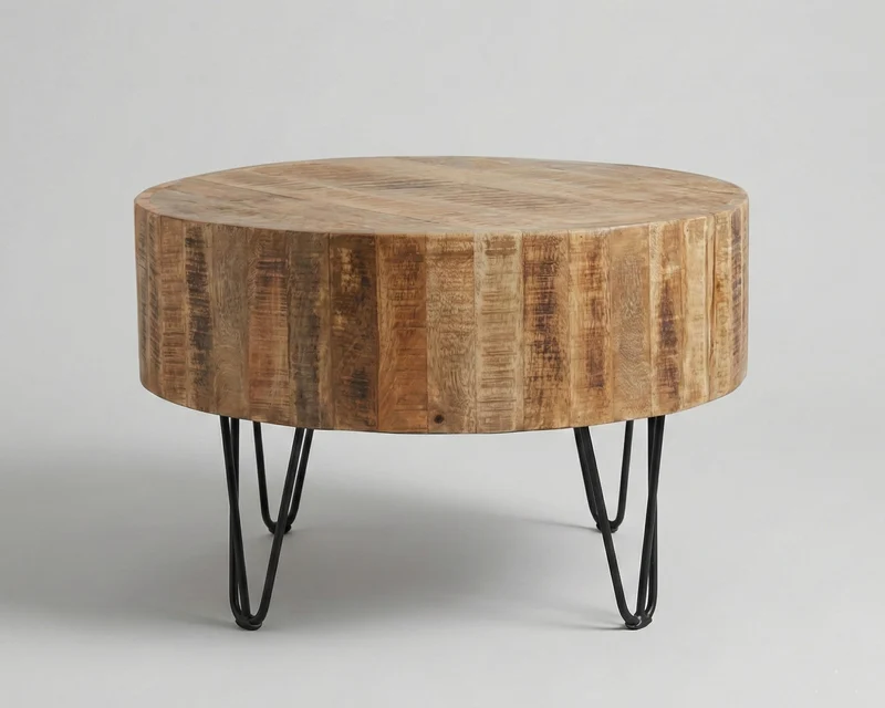 Table basse ronde Leeds Ø 39.5" – manguier massif