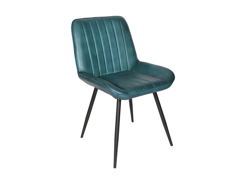Chaise Luna cuir turquoise