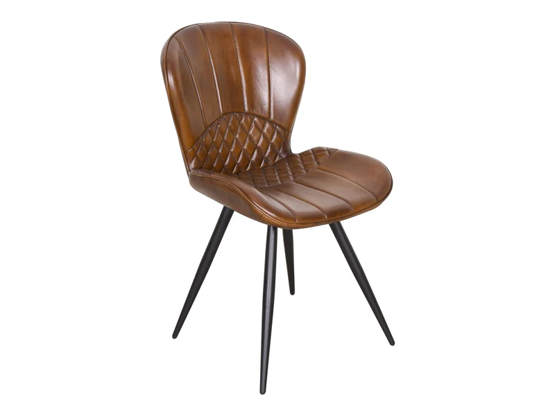 Chaise Gloria cuir marron