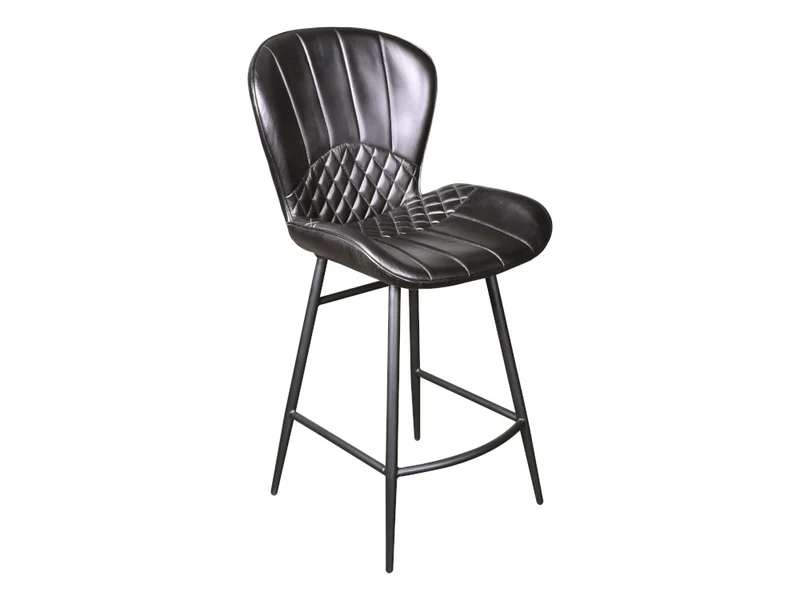 Chaise comptoir Gloria cuir noir