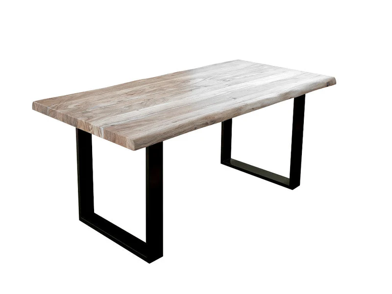 Table à dîner acacia 2" bord naturel blanchi base U