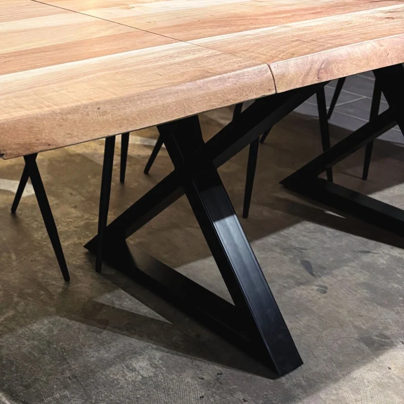 Table à dîner extensible acacia 1.5" bord naturel blanchi X