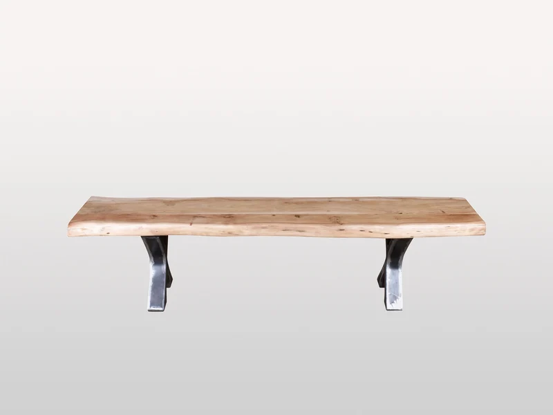 Banc acacia 2" blanchi bord naturel base Docks