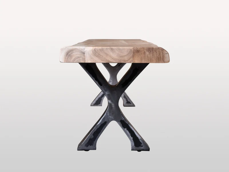 Banc acacia 2" blanchi bord naturel base Docks