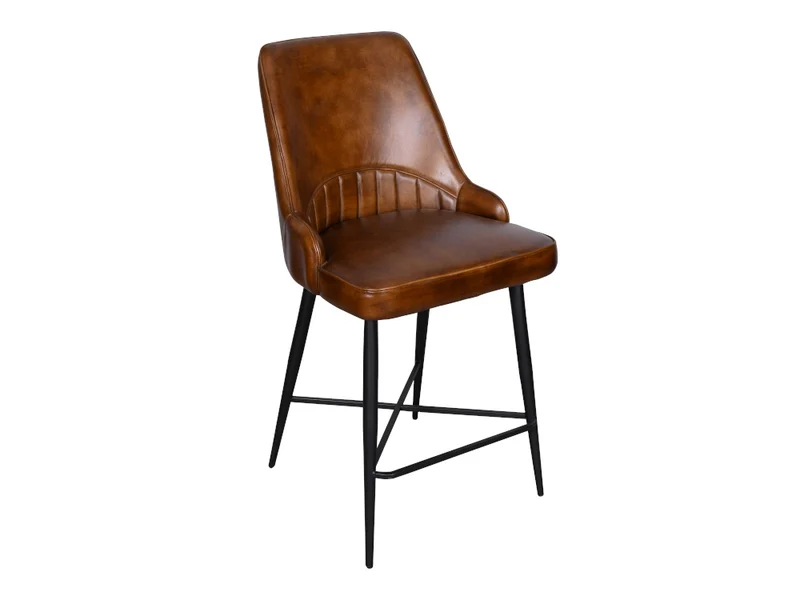 Chaise comptoir Nina cuir marron