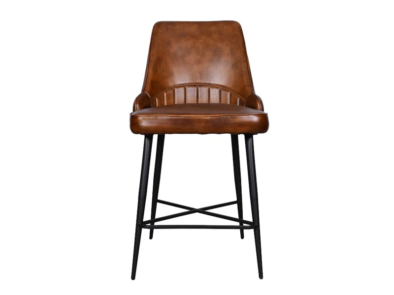 Chaise comptoir Nina cuir marron