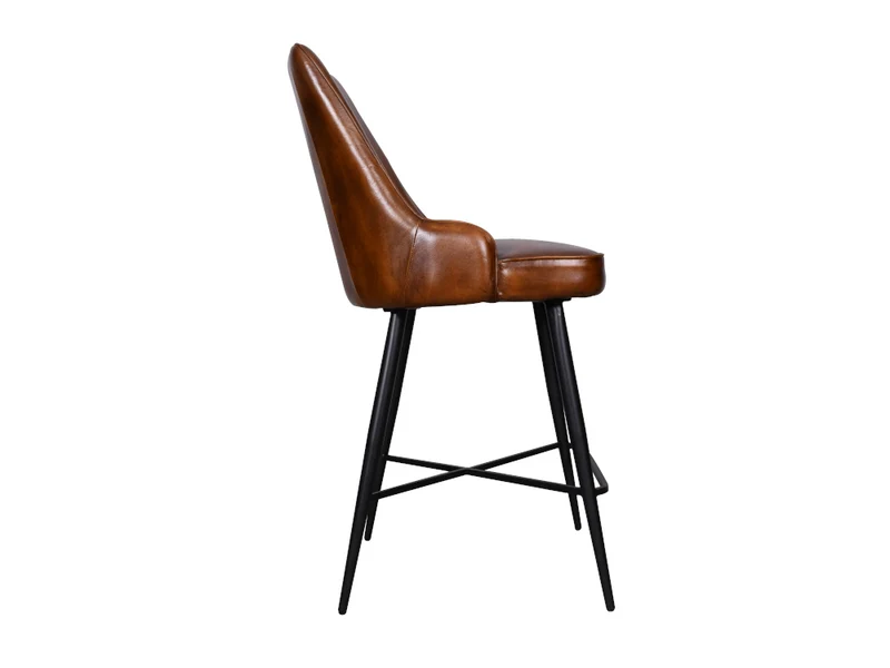 Chaise comptoir Nina cuir marron