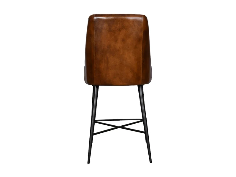 Chaise comptoir Nina cuir marron