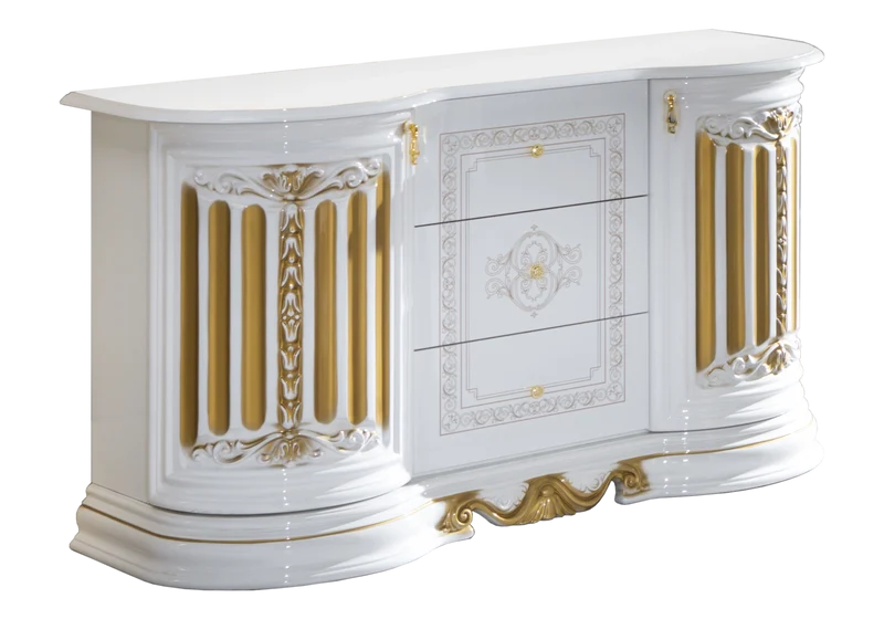 Salle à manger baroque blanc doré compacte - NOBILE