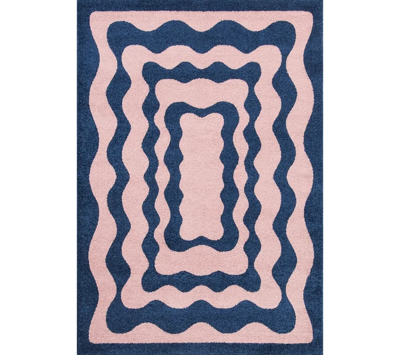 Tapis rétro années 70 bleu - Groovy