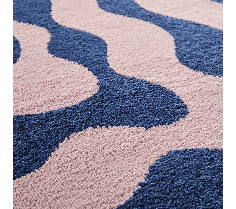 Tapis rétro années 70 bleu - Groovy