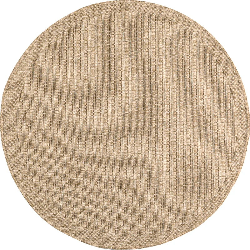 Tapis effet jute naturel uni beige rond - Nature