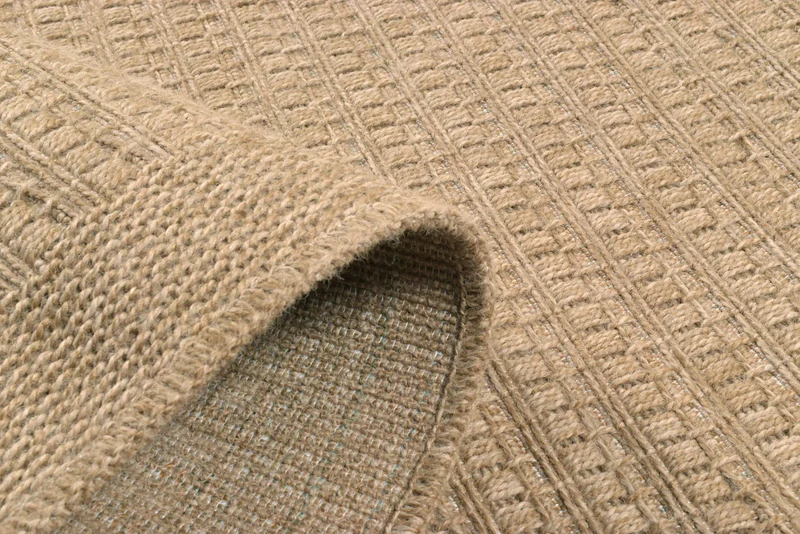 Tapis effet jute naturel uni marron rond - Nature