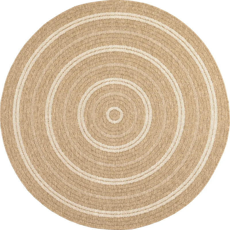 Tapis aspect jute nature motifs rectangles blanc rond - Nature