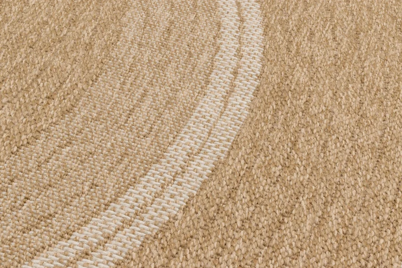 Tapis aspect jute nature motifs circulaires blancs rond - Nature