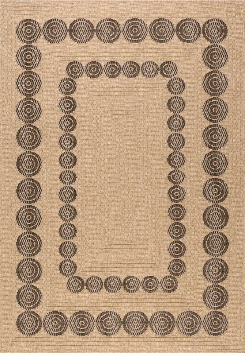 Tapis aspect jute nature motifs géométriques noirs - Nature