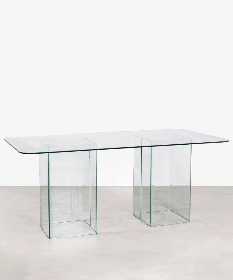 Mesa de Comedor Rectangular de Cristal Templado Eleonora (180 cm x 90 cm)