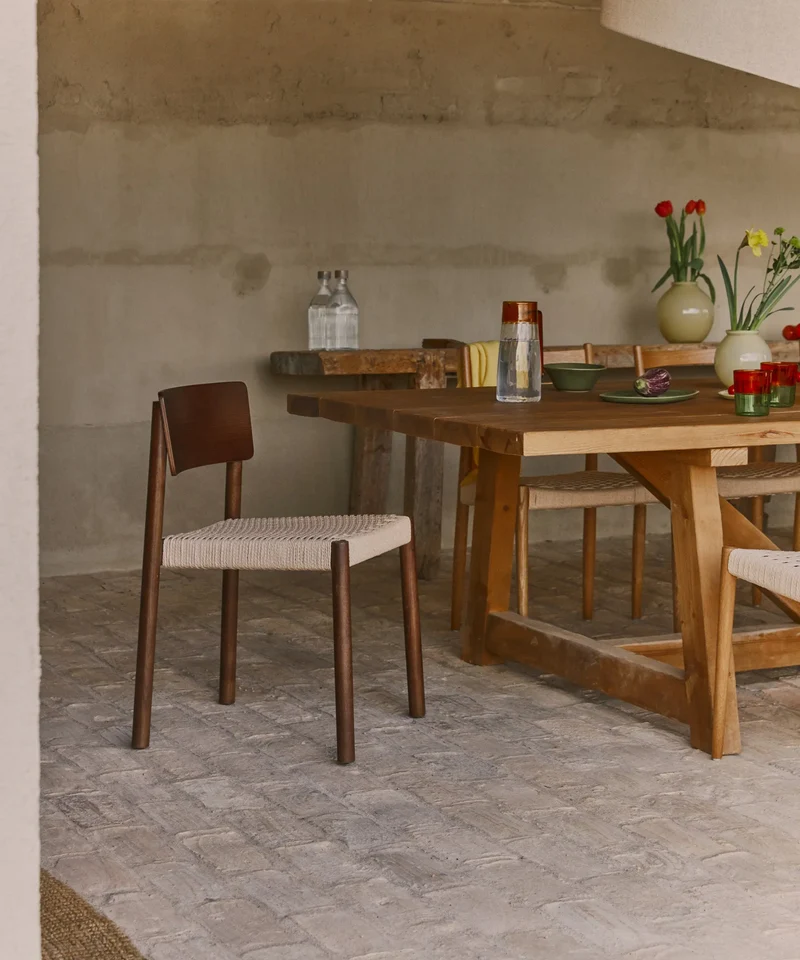 Silla de Comedor en Madera y Cuerda Trenzada Ares