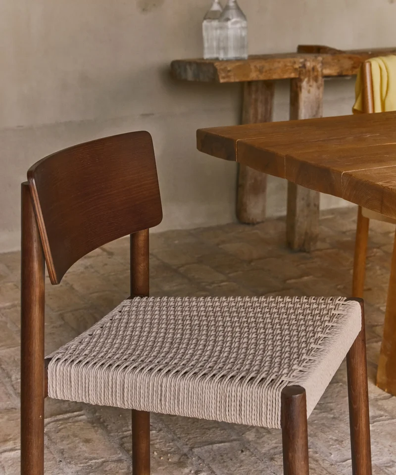 Silla de Comedor en Madera y Cuerda Trenzada Ares