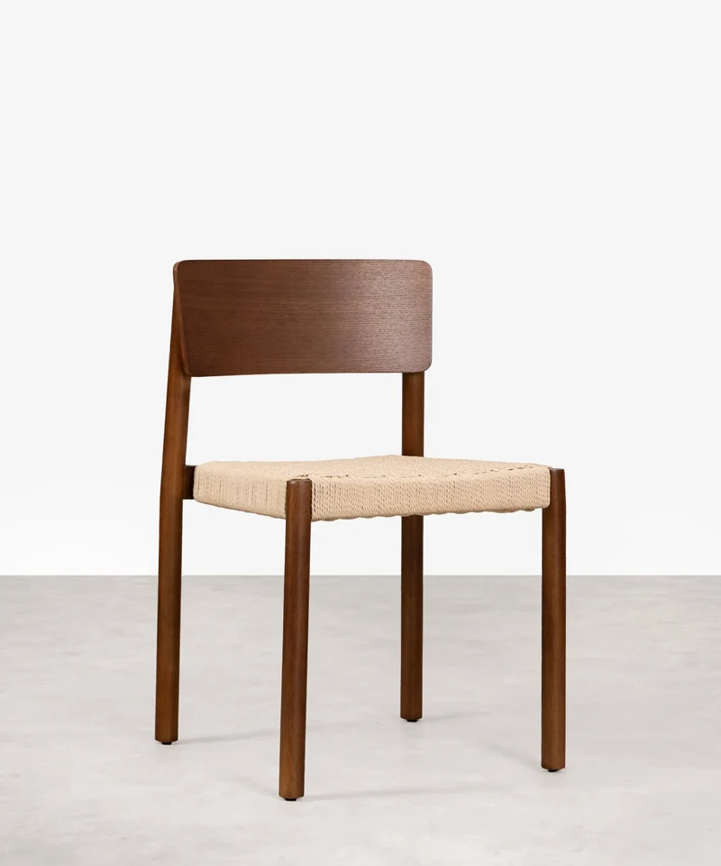 Silla de Comedor en Madera y Cuerda Trenzada Ares
