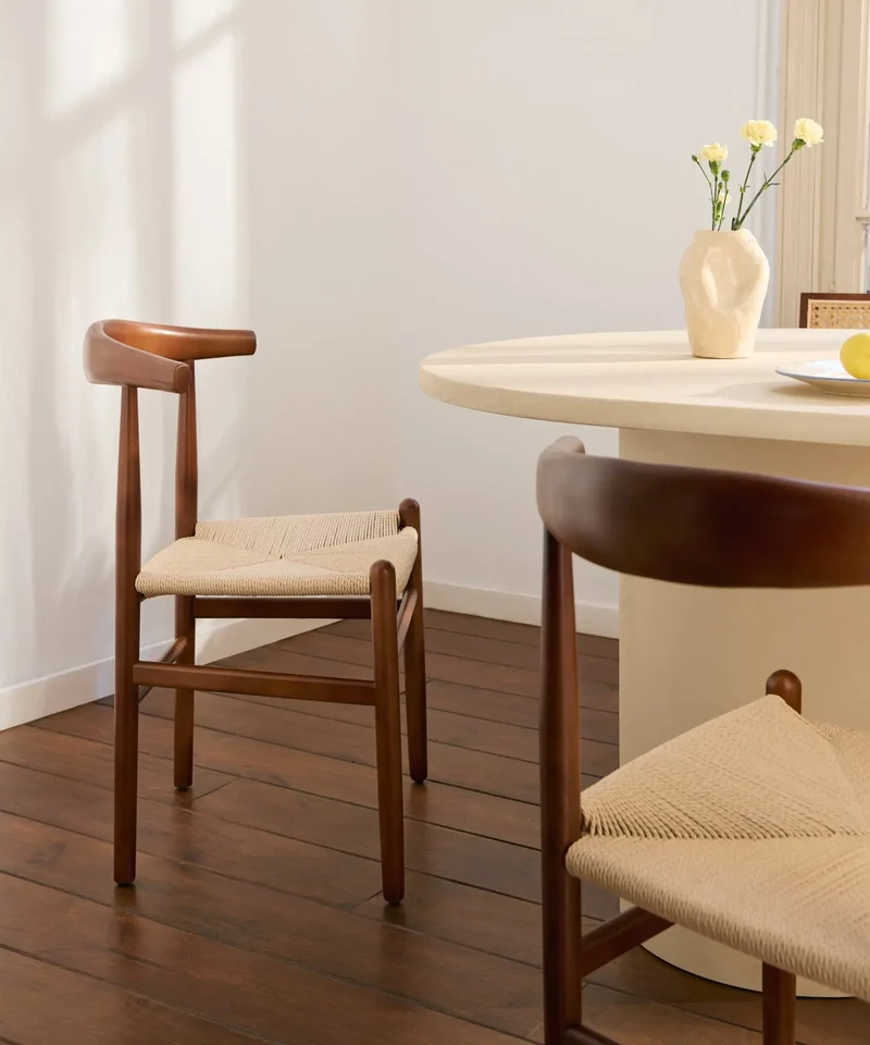 Silla de Comedor en Madera y Cuerda Trenzada Hela