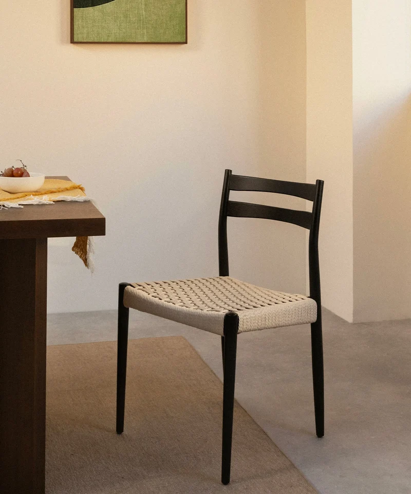 Silla de Comedor de Madera y Cuerda Trenzada Nona