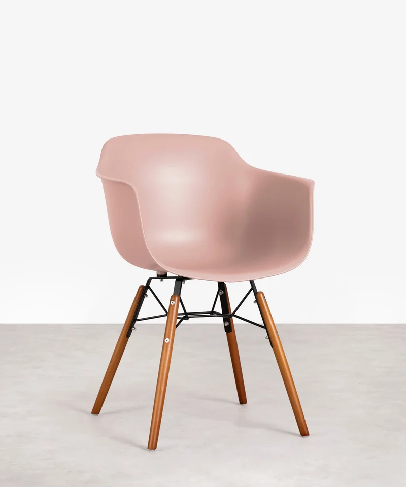 Silla de Polipropileno y Madera con Reposabrazos Elon Arms