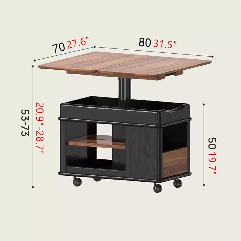 Table d'extrémité supérieure relevable et extensible en bois massif