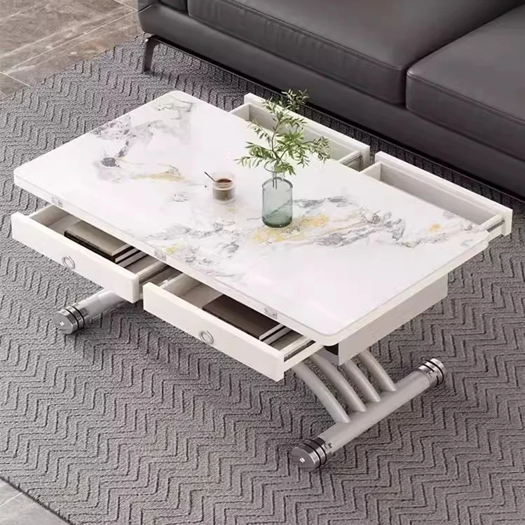 Table basse élévatrice multifonction avec tiroirs