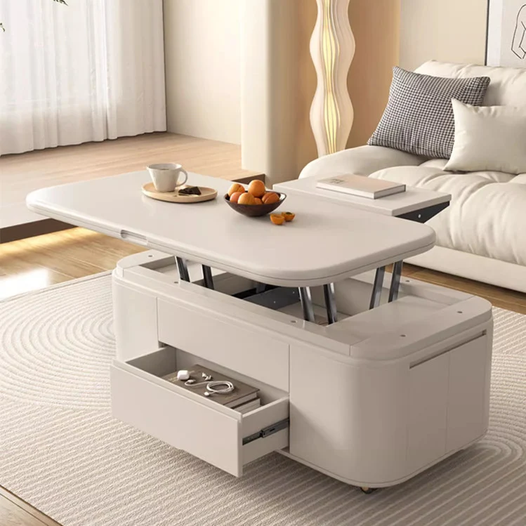 Table basse multifonctionnelle de table de levage de style minimaliste avec tabourets