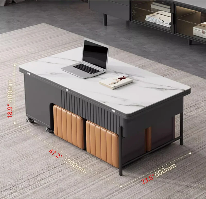 Table basse de table relevable moderne avec 4 tabourets