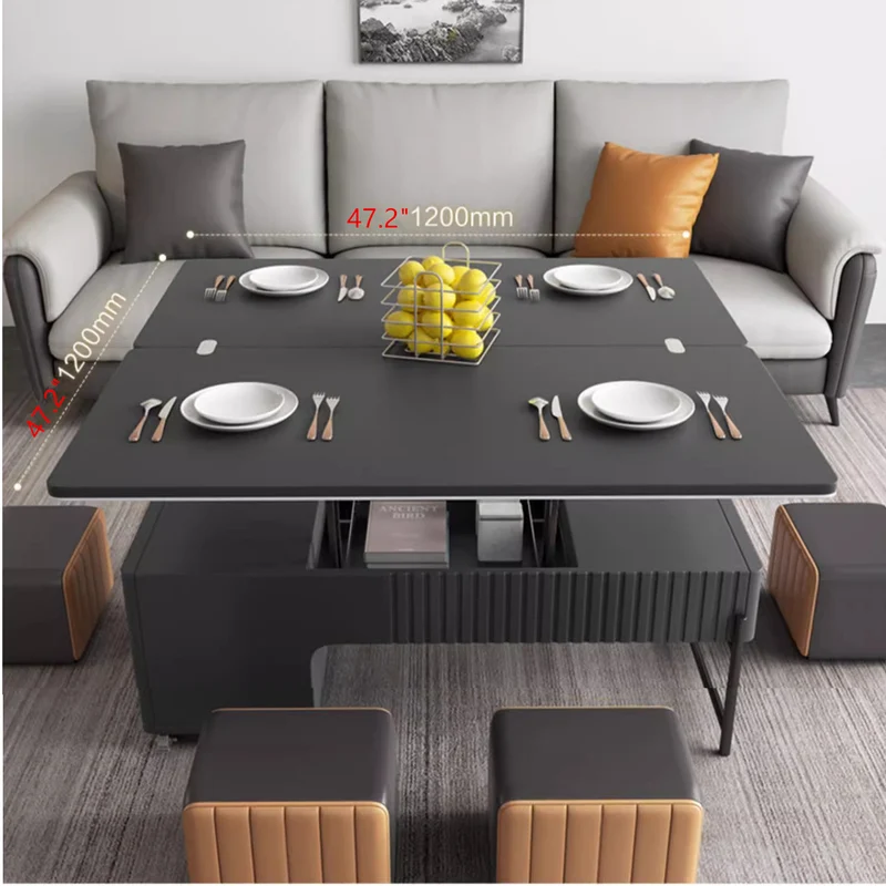 Table basse de table relevable moderne avec 4 tabourets