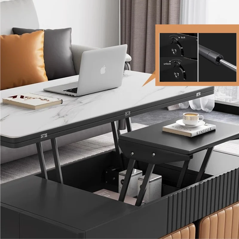 Table basse de table relevable moderne avec 4 tabourets